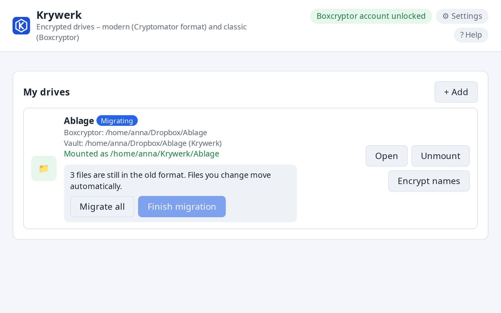 Migrating a Boxcryptor drive to the modern format